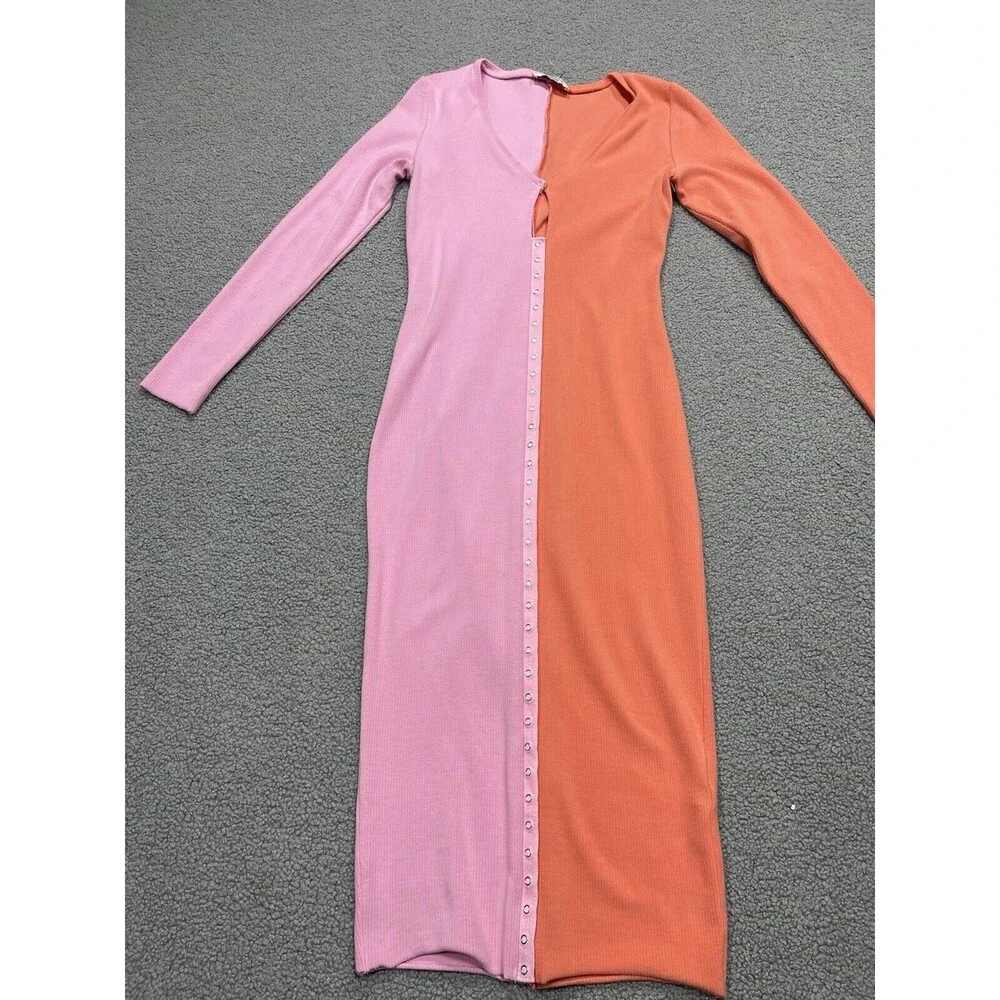 Atoir Women Dress Sweater Bodycon The Saturn Pink Orange Colorblock Preppy Sz 8